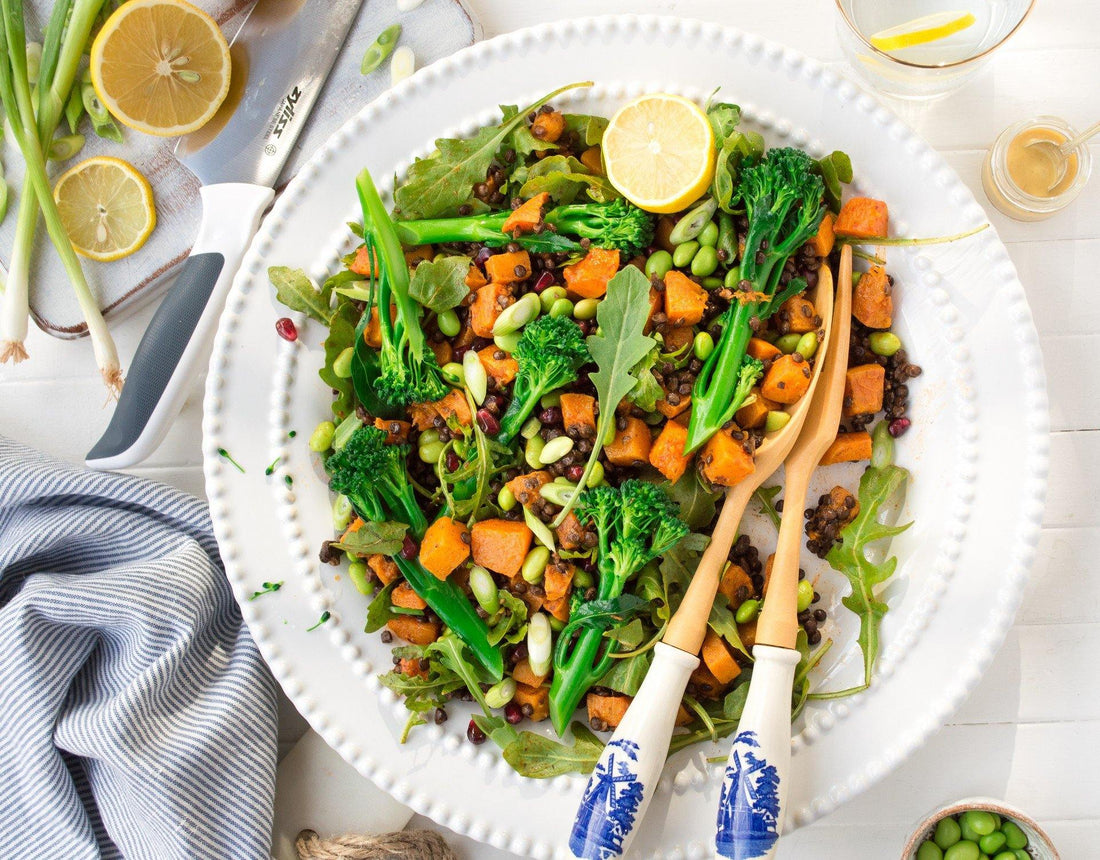 Autumnal veggie-protein-punch salad with mustard dressing Zyliss UK